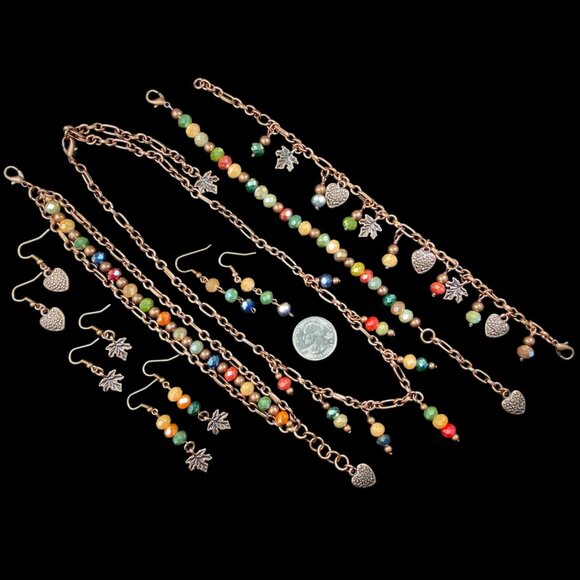 8pc Avante Jewelry COLLECTION Necklace Earrings Bracelets Coppertone Beads Chain - Picture 15 of 15